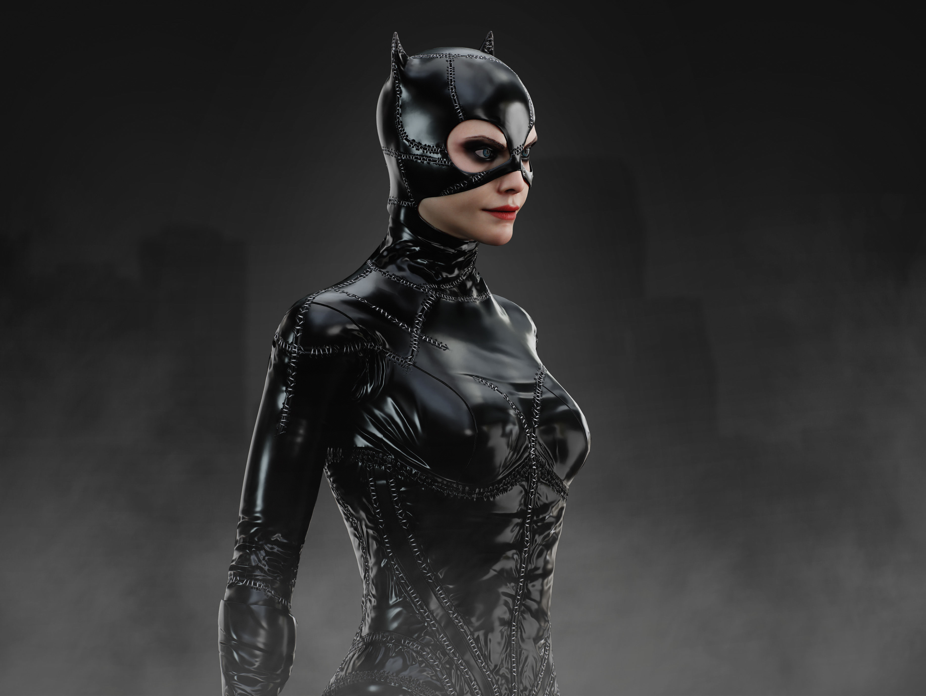 Catwoman Low-poly 3D model_5