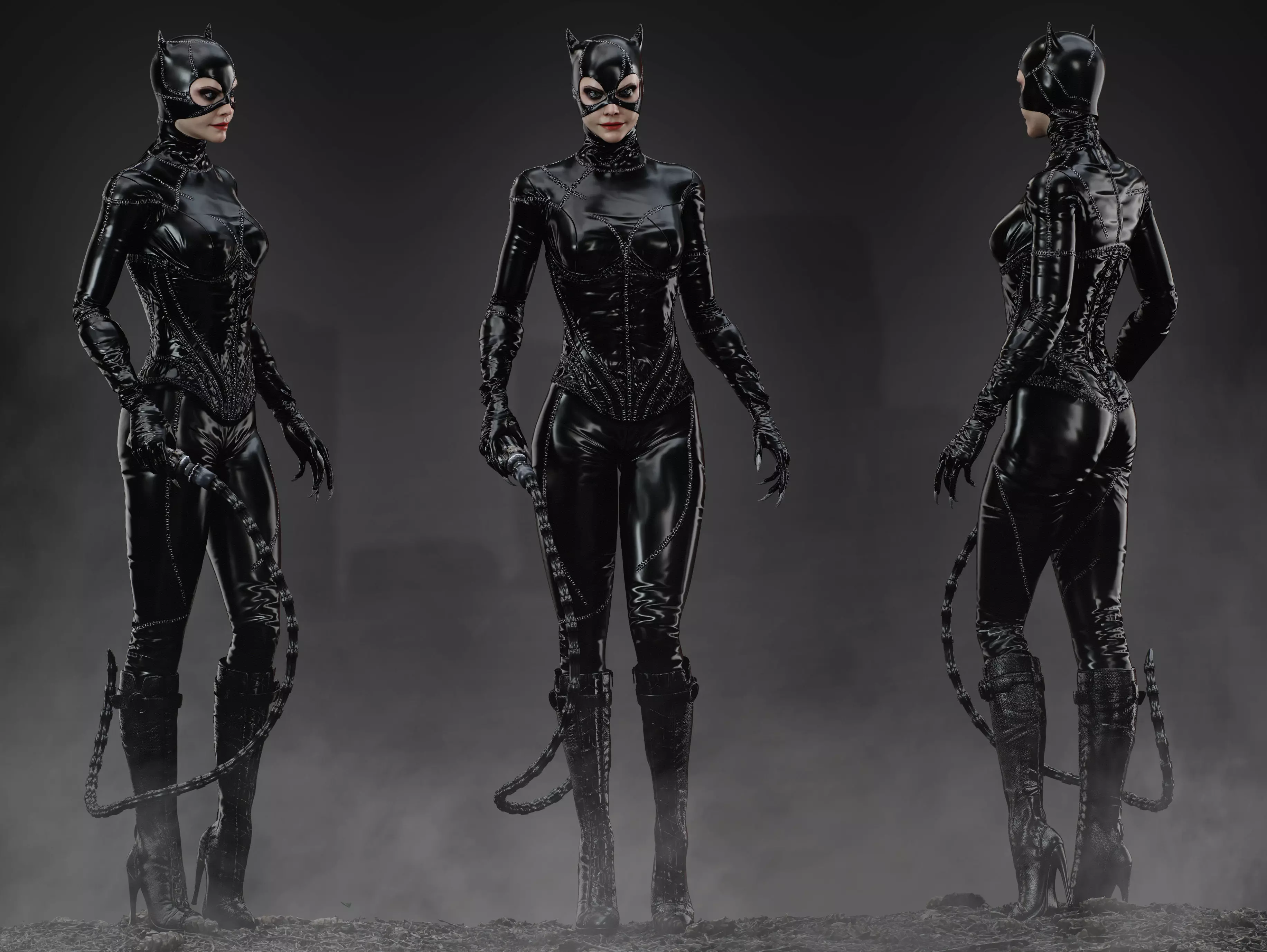 Catwoman Low-poly 3D model_0