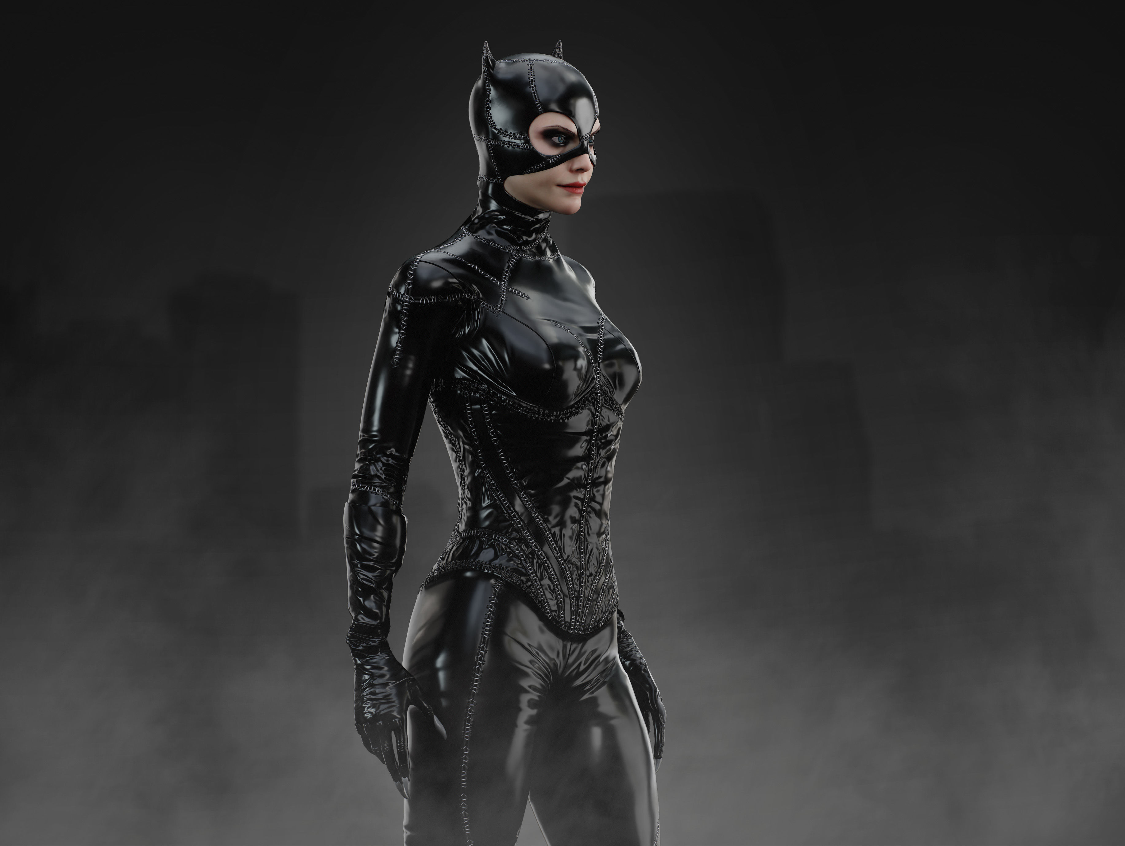 Catwoman Low-poly 3D model_11