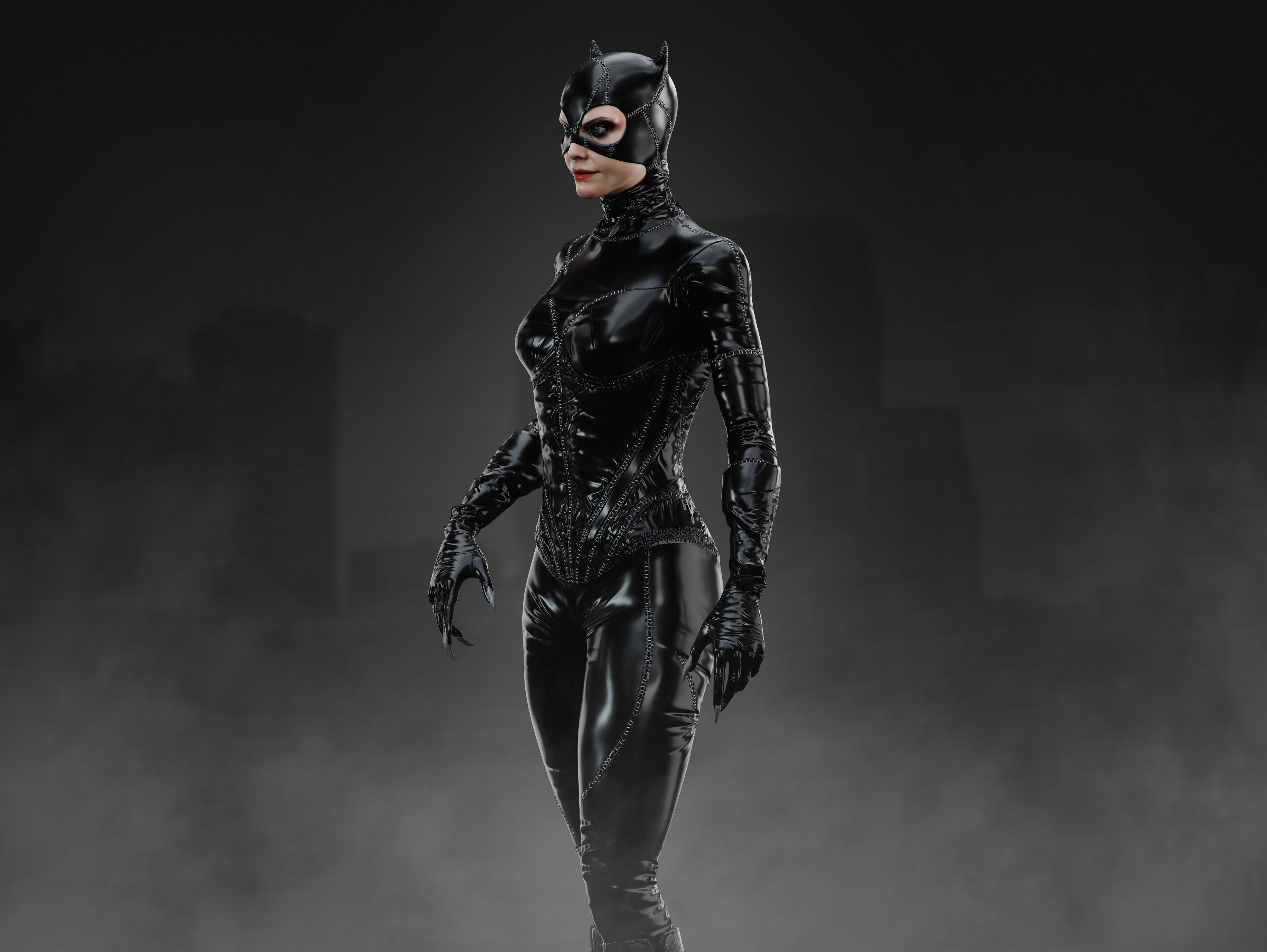 Catwoman Low-poly 3D model_2