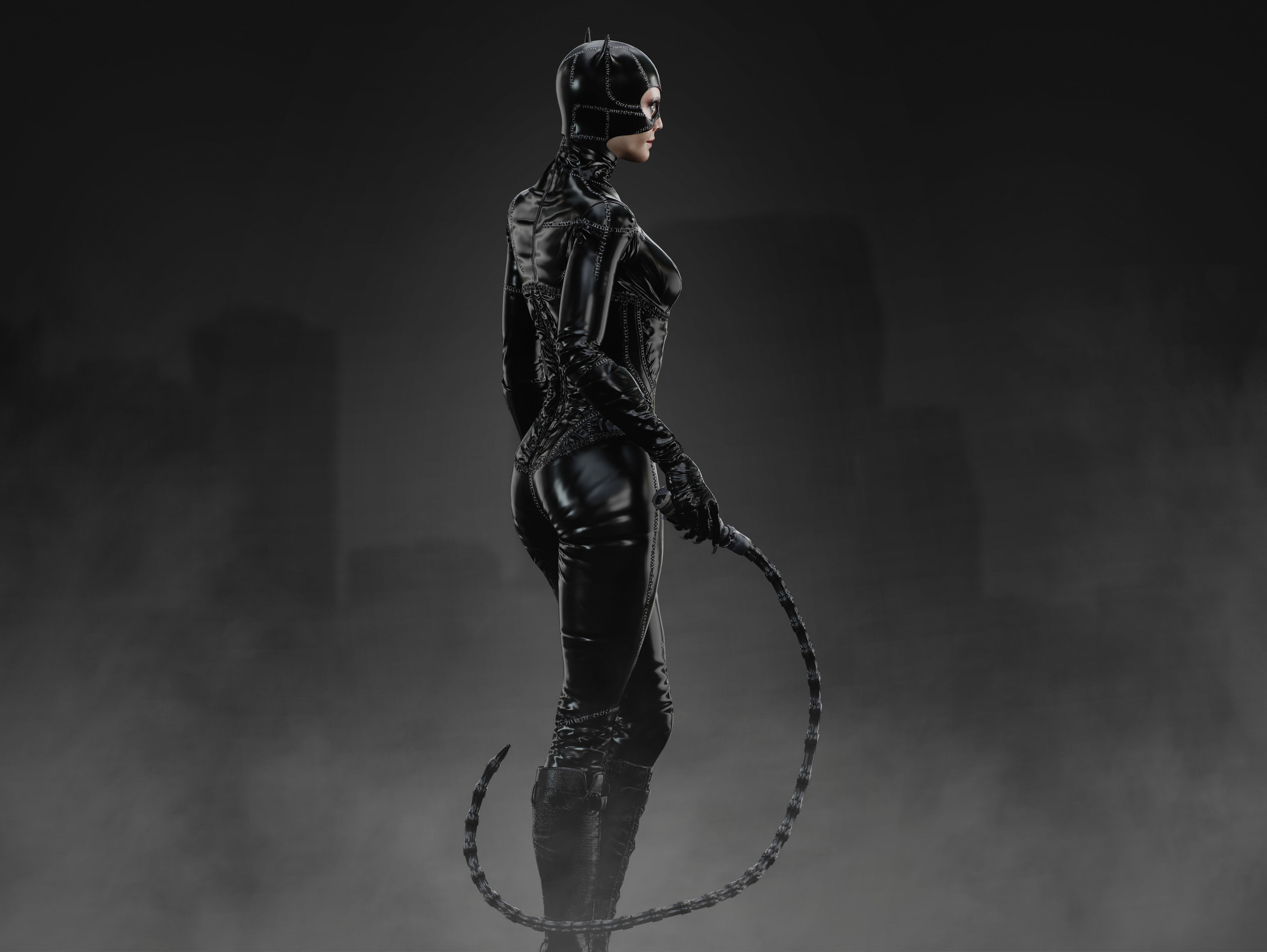 Catwoman Low-poly 3D model_4
