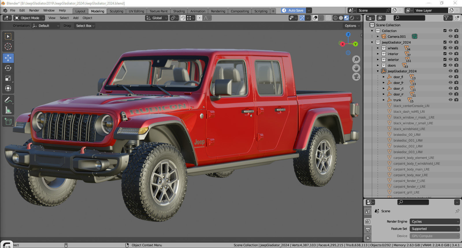 Jeep Gladiator 2024 3D model_39