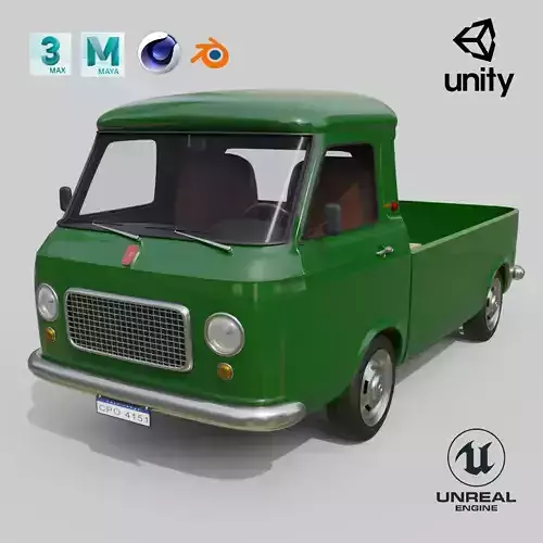Realistic Vintage Pickup Truck High-Detail Game-Ready Asset Low-poly 3D model