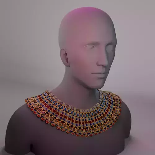 Ancient Egyptian Gold Necklace with Intricate Gemstone Inlays Low-poly 3D model