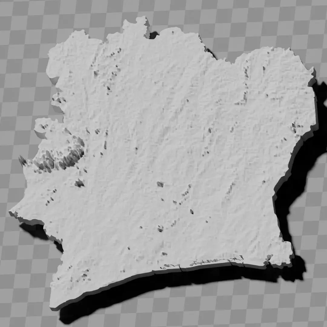 Ivory Coast Cote d Ivoire topographic relief map 3D print model