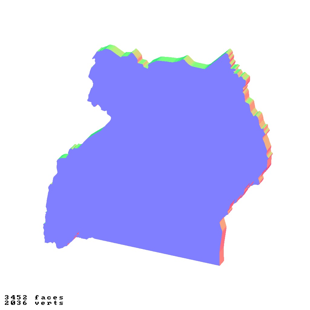 Uganda topography relief maps 3D print model_5