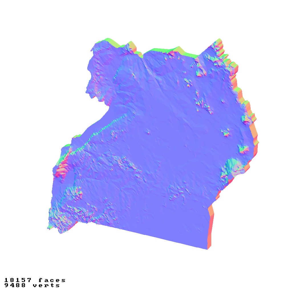 Uganda topography relief maps 3D print model_11