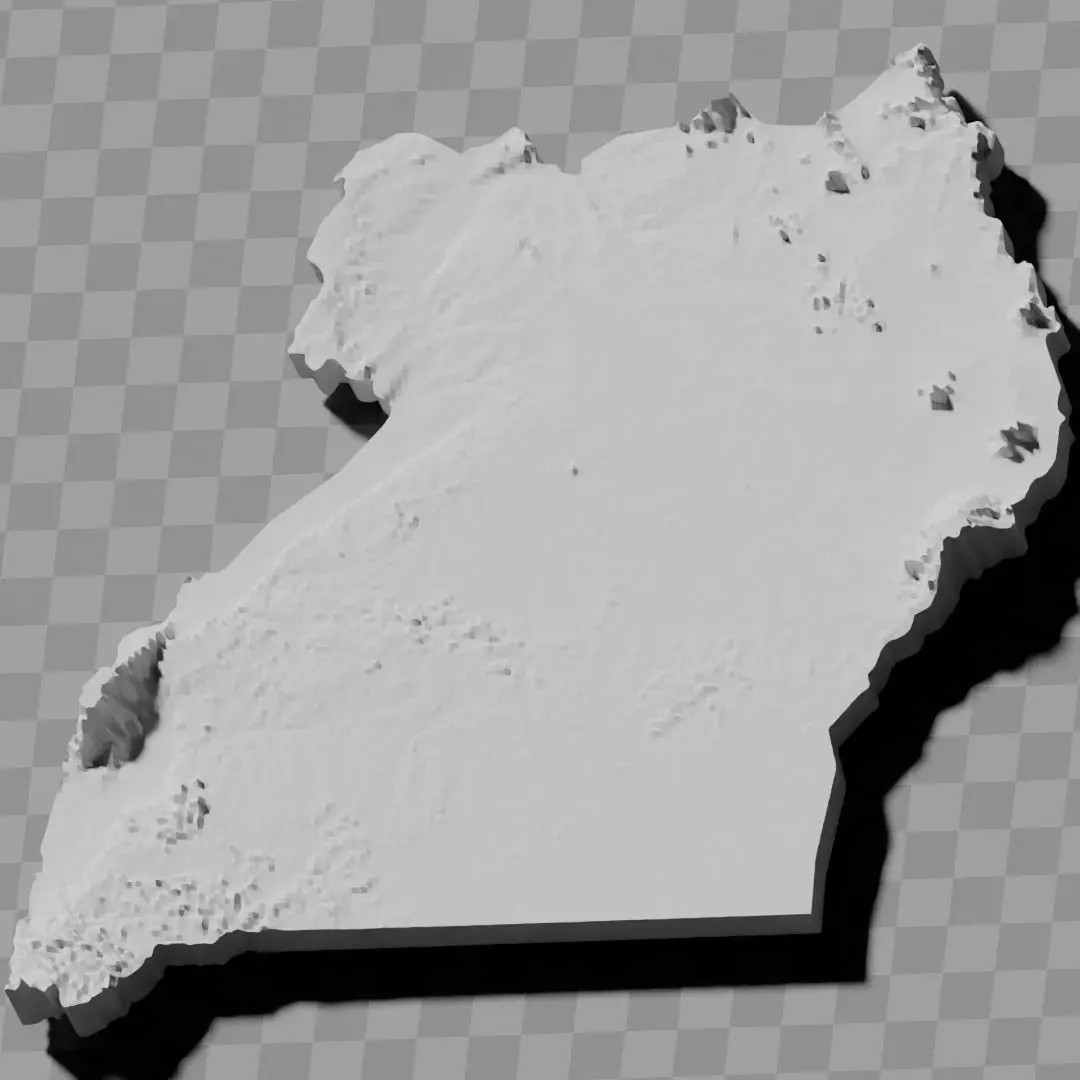 Uganda topography relief maps 3D print model_0