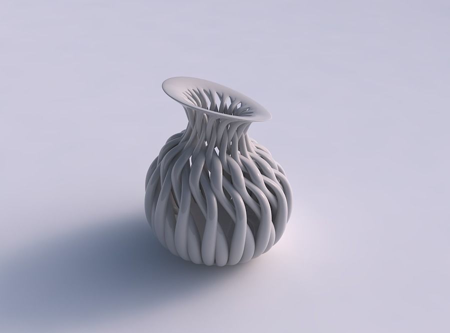 Vase twisted jug with muscle structure squeezed with streched... 3D print model_0