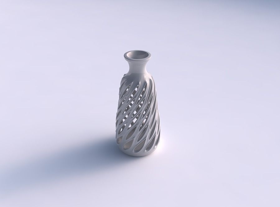 Vase twisted cylindrical compressed with smooth cuts, extrude... 3D print model_0