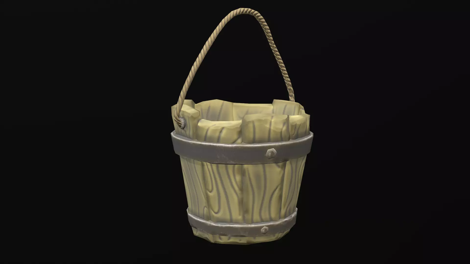 Wooden bucket Free low-poly 3D model
