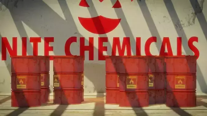 3D Model of Flammable Chemical Barrels in Industrial Warehouse  Low-poly 3D model