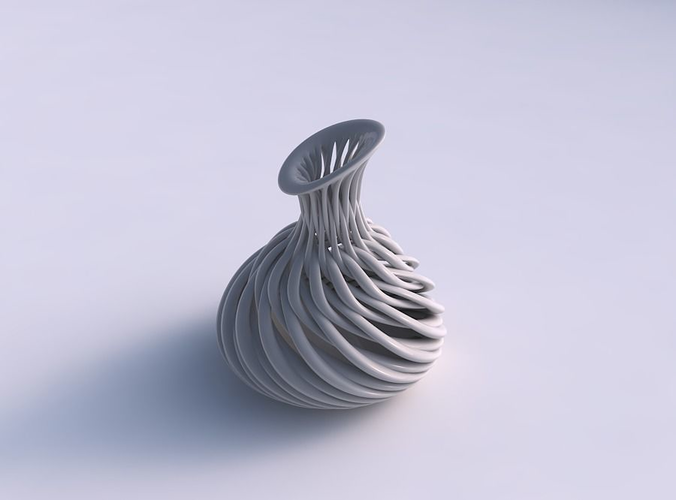 Vase twisted jug with muscle structure streched top corner