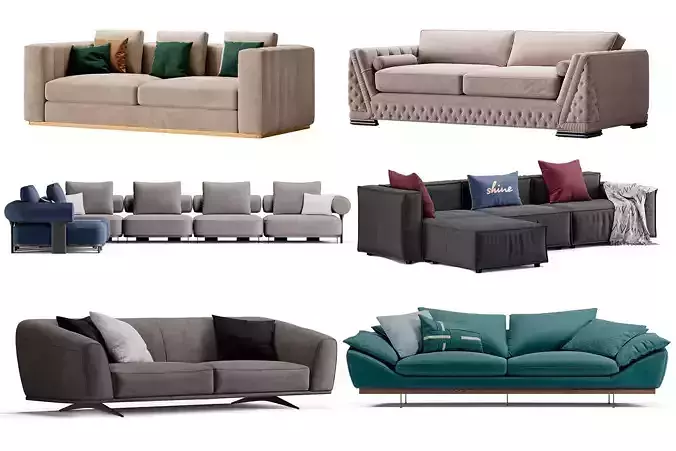Set of Ready to Render Sofa Models FBX OBJ MAX 3D Model Collection