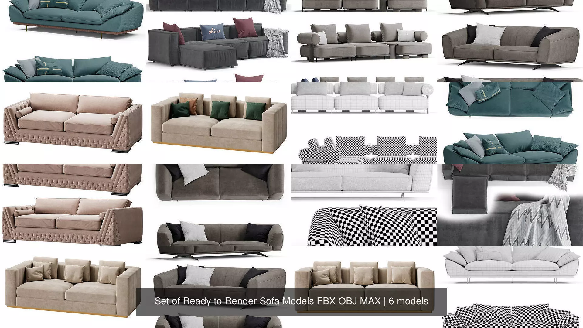 Set of Ready to Render Sofa Models FBX OBJ MAX 3D Model Collection_1