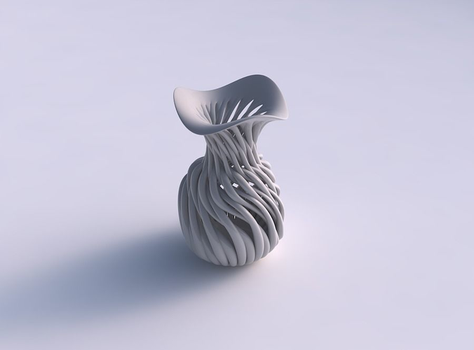 Vase twisted jug with muscle structure wavy top