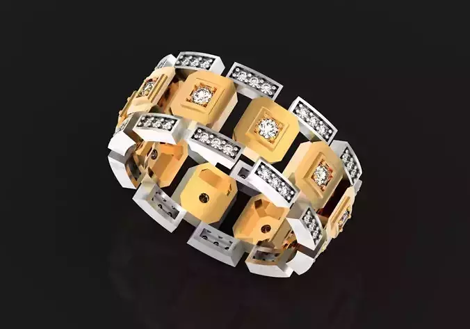 Mens  watch Ring Geometry Men Square stone 1325 3D print model