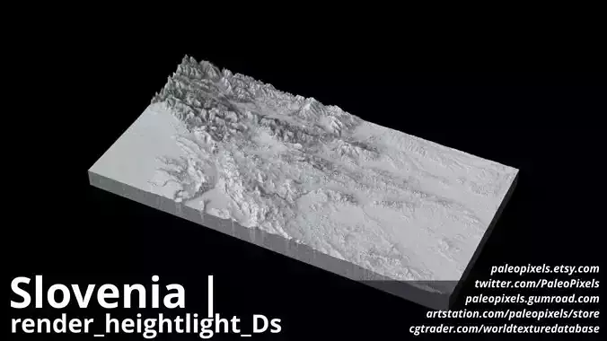 Slovenia FBX 3D printable mesh  Displacement  8k High resolution 3D print model