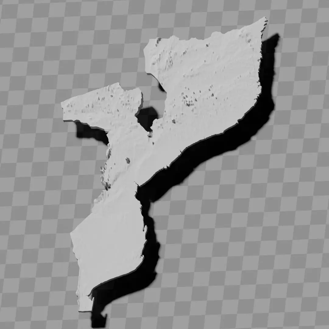 Mozambique topographic relief maps 3D print model