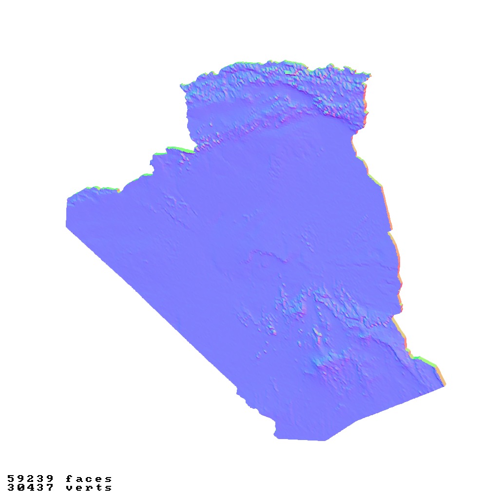 Algeria topographic relief maps 3D print model_3