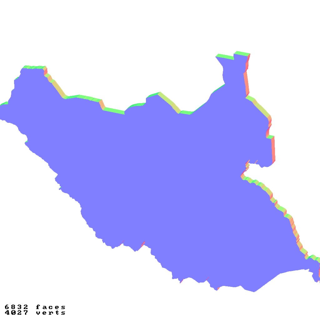 South Sudan topography map set 3D print model_5