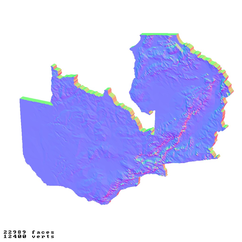 Zambia country topography height maps relief maps collection 3D print model_12