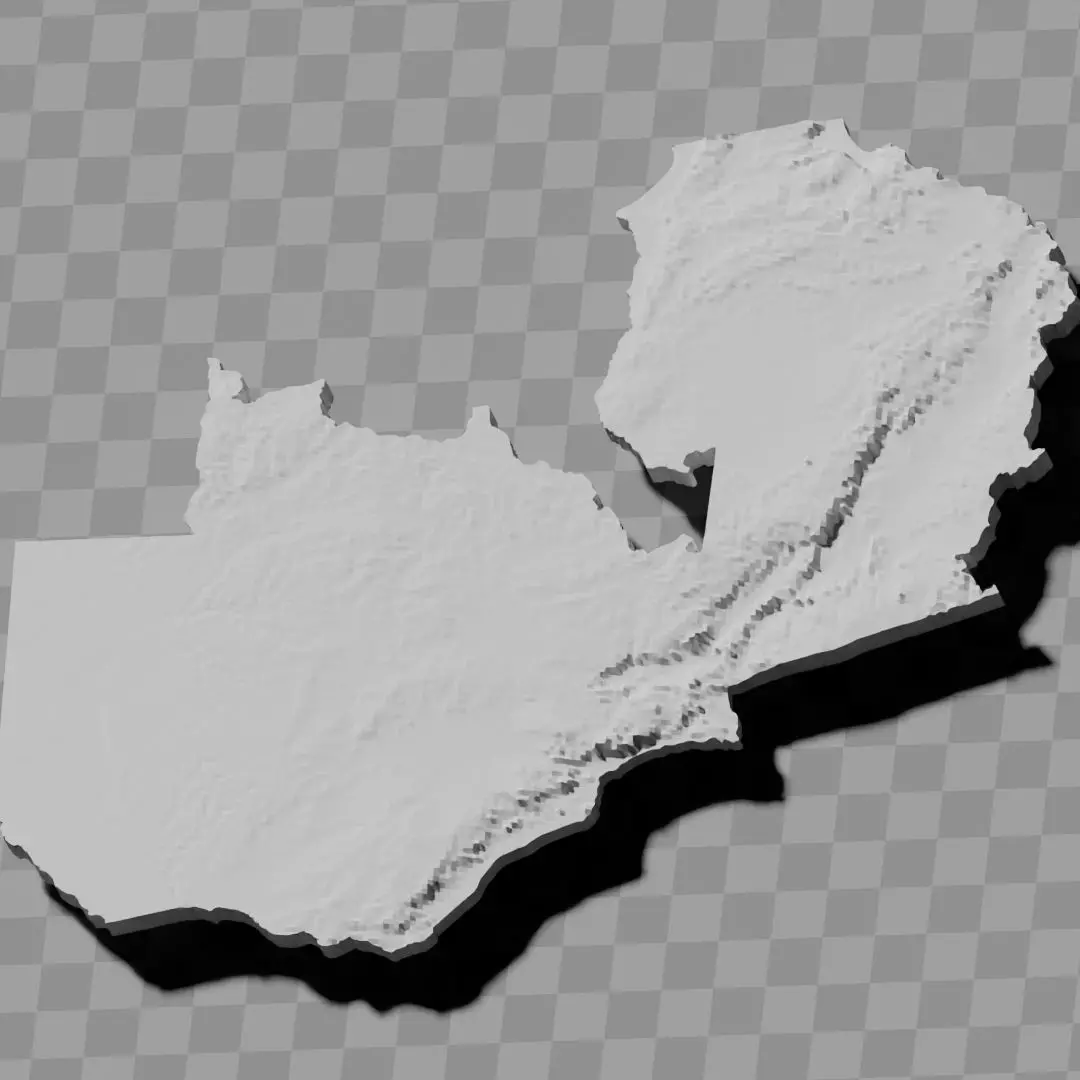 Zambia country topography height maps relief maps collection 3D print model_0
