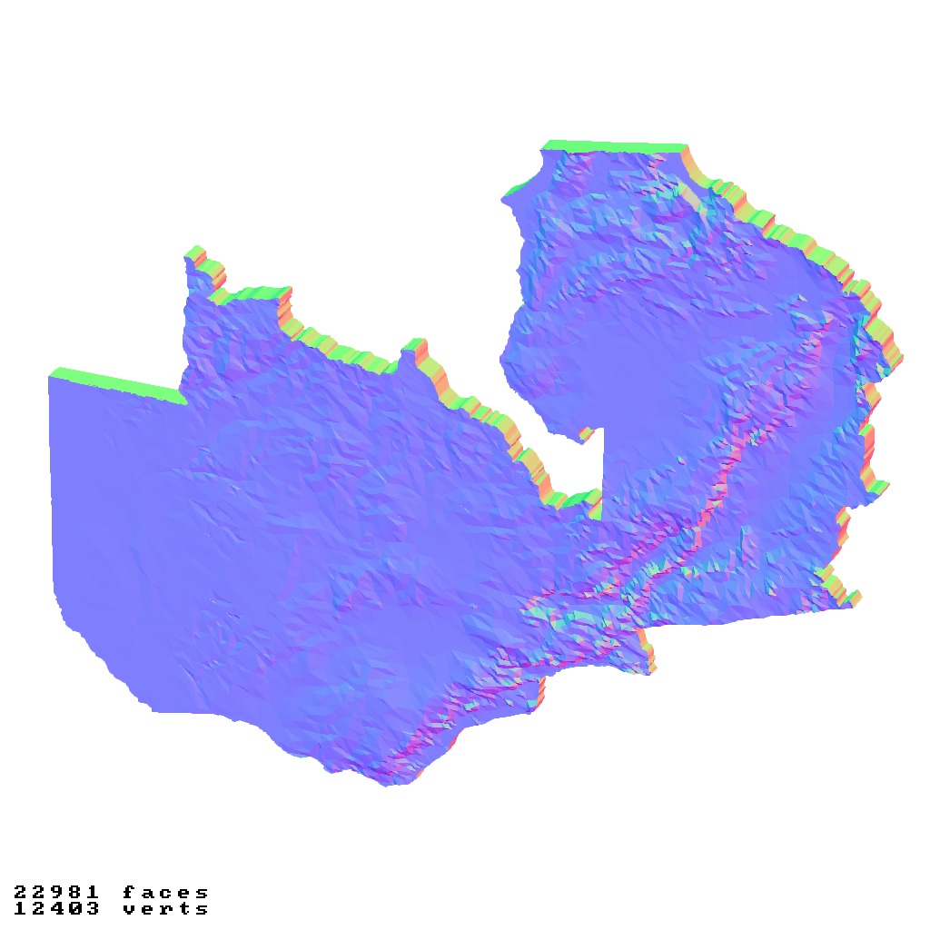 Zambia country topography height maps relief maps collection 3D print model_9