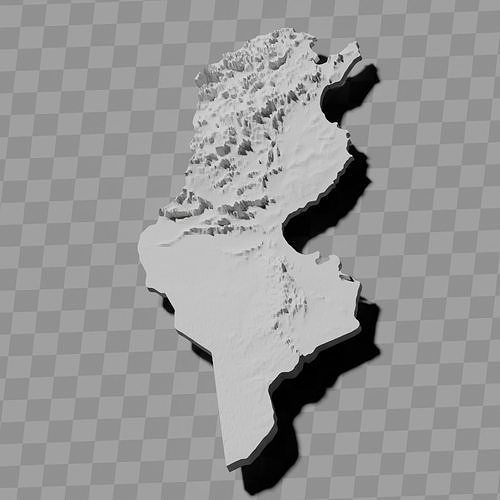 Tunisia topography raised relief maps collection Low-poly 3D print model