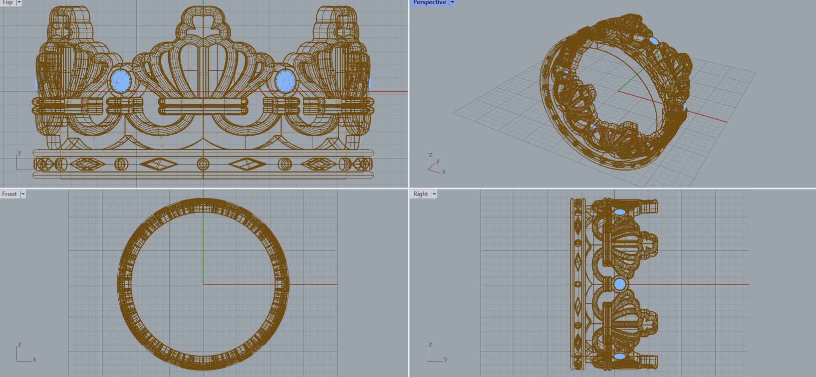 R 188 Crown ring sizes 3D print model_12
