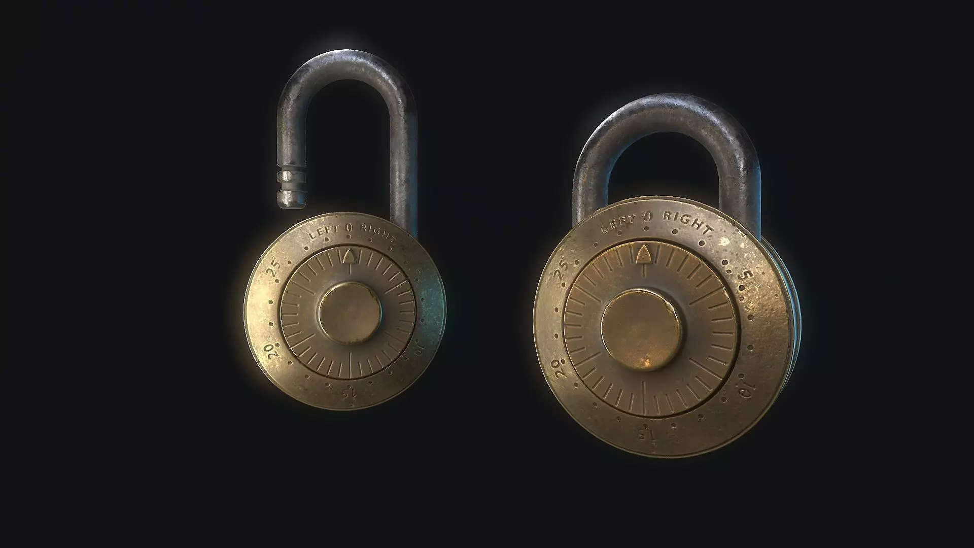 Padlock 6 code Low-poly 3D model