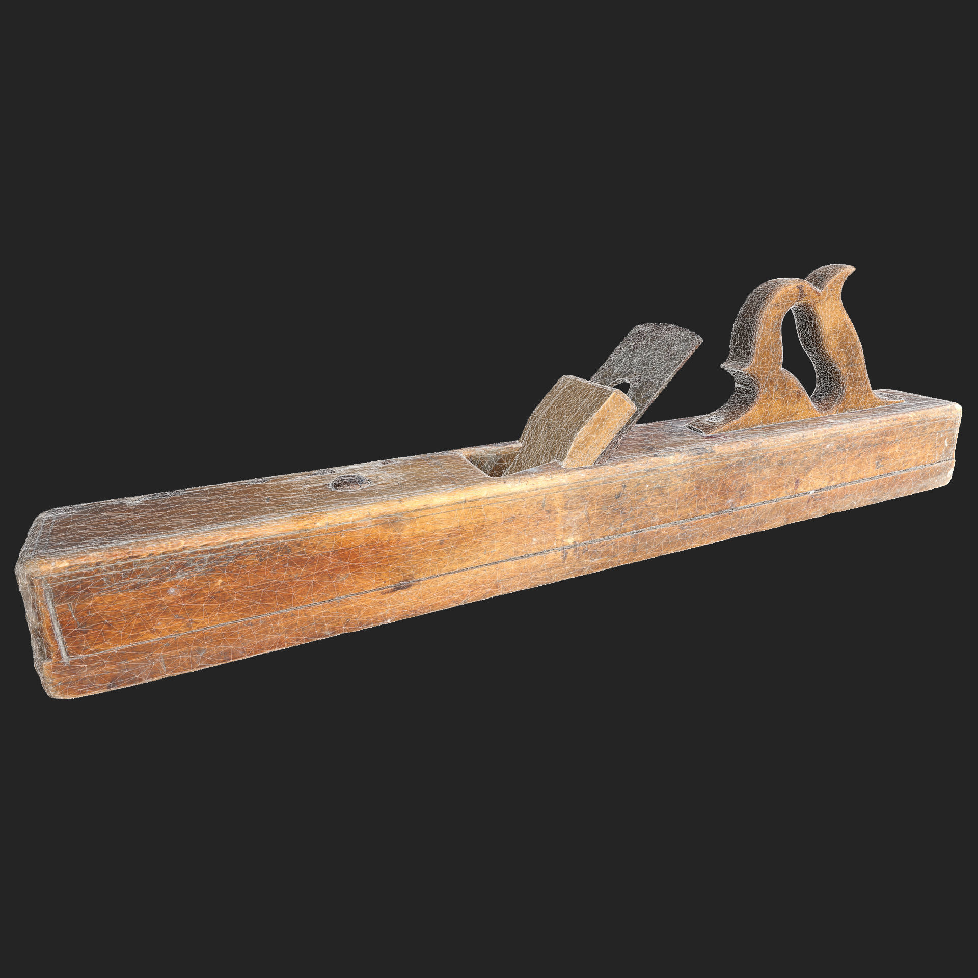 Old Big Wooden Plane Low-poly 3D model_10