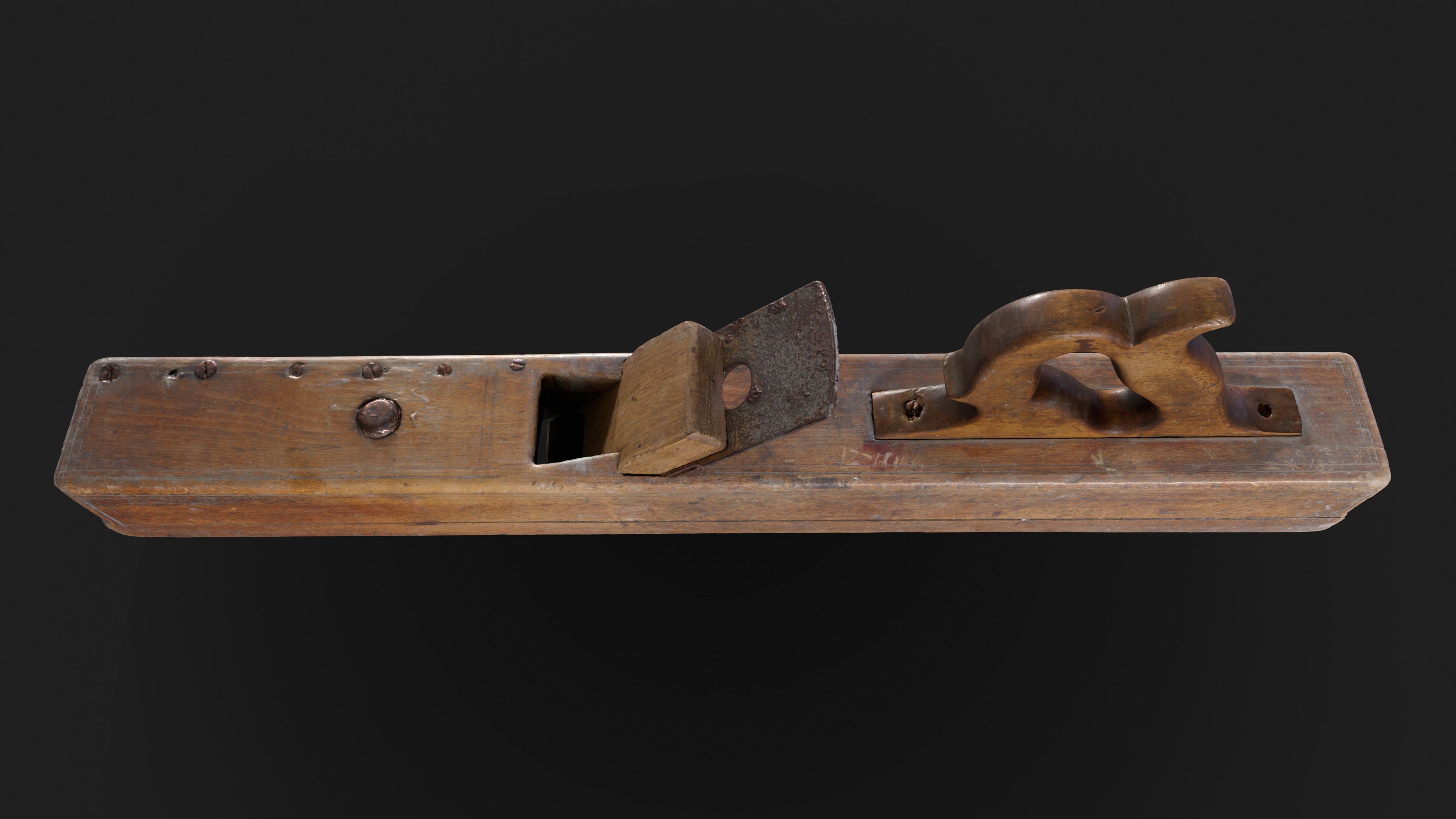 Old Big Wooden Plane Low-poly 3D model_8