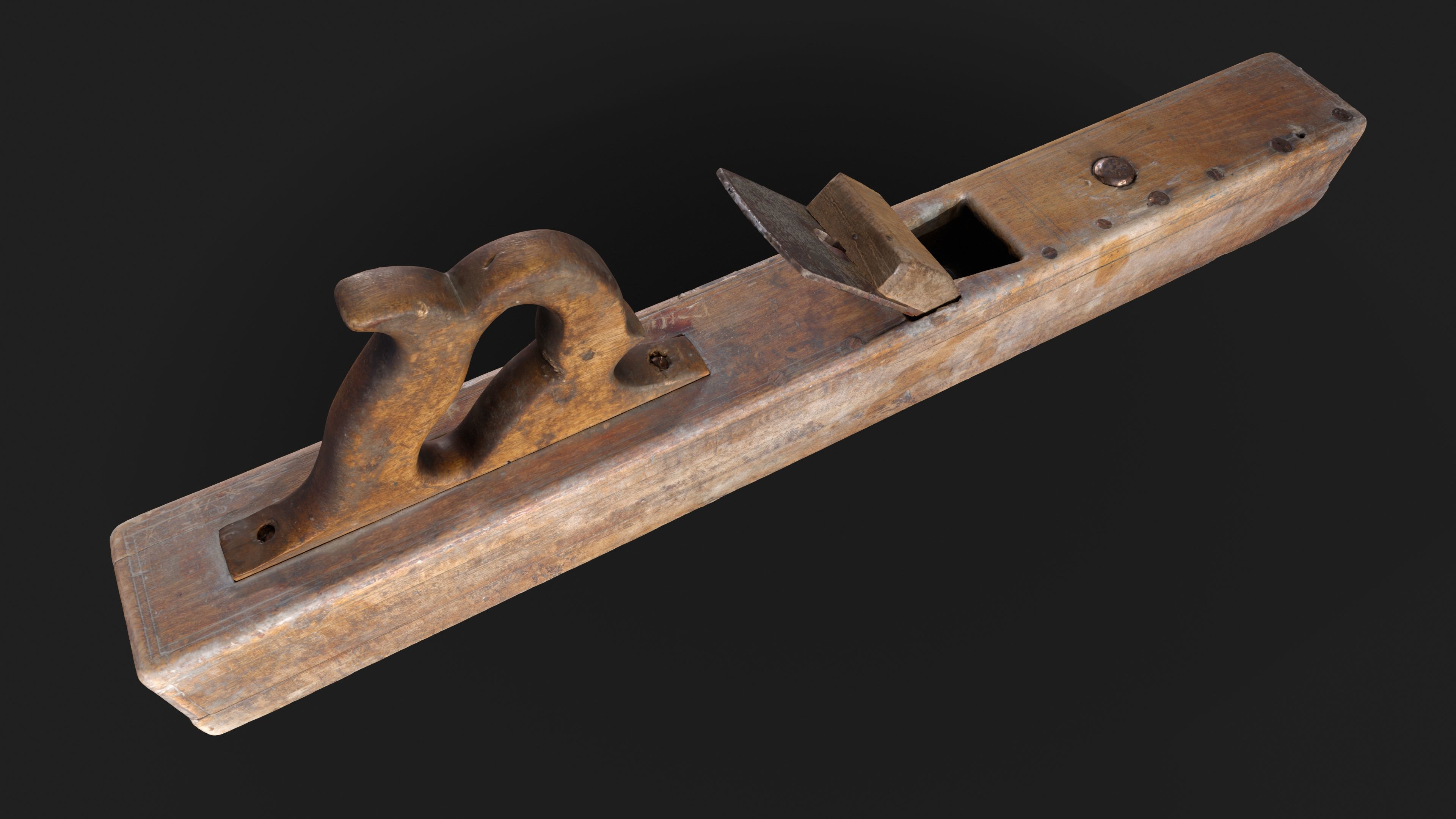 Old Big Wooden Plane Low-poly 3D model_7