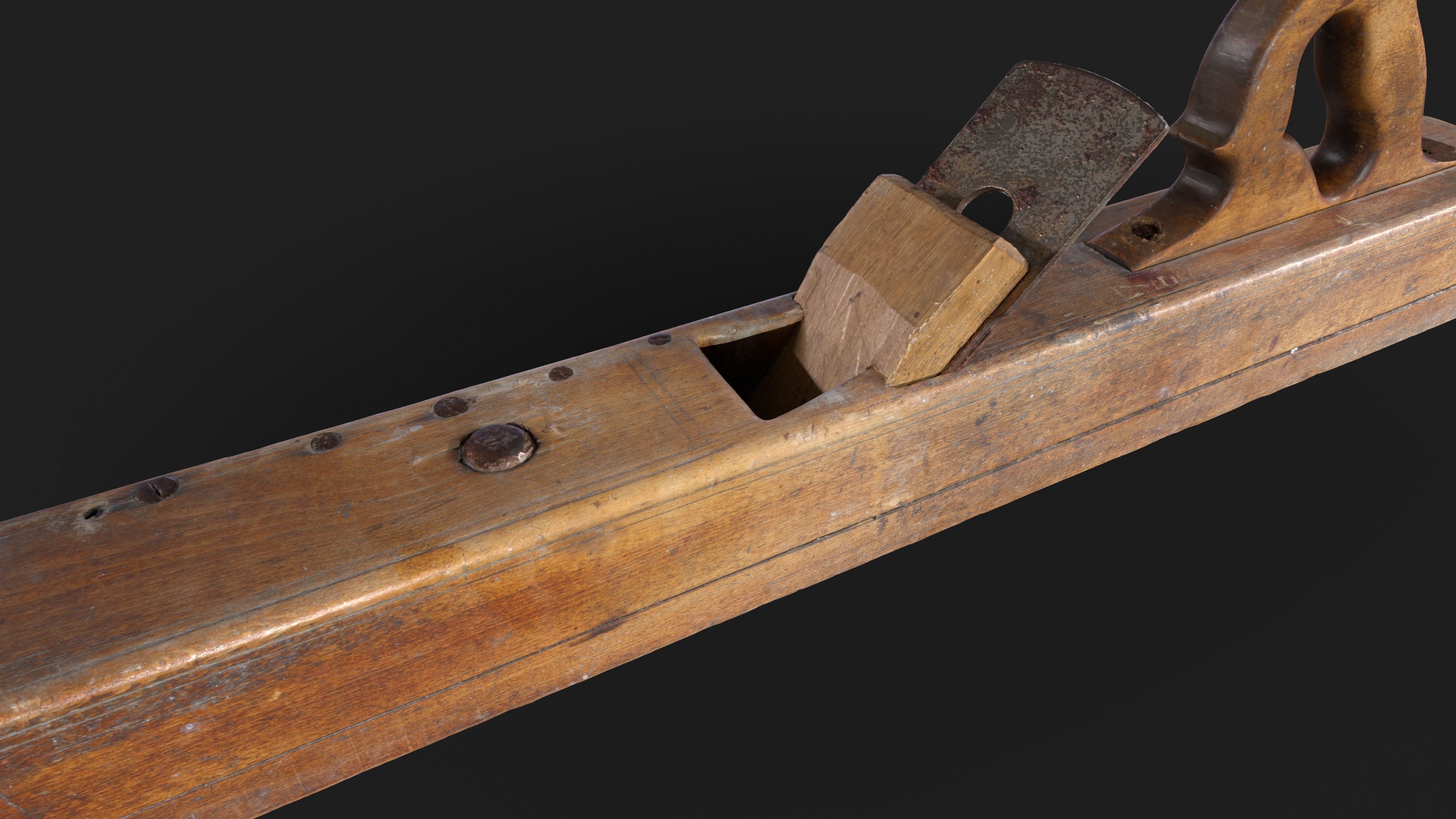 Old Big Wooden Plane Low-poly 3D model_3