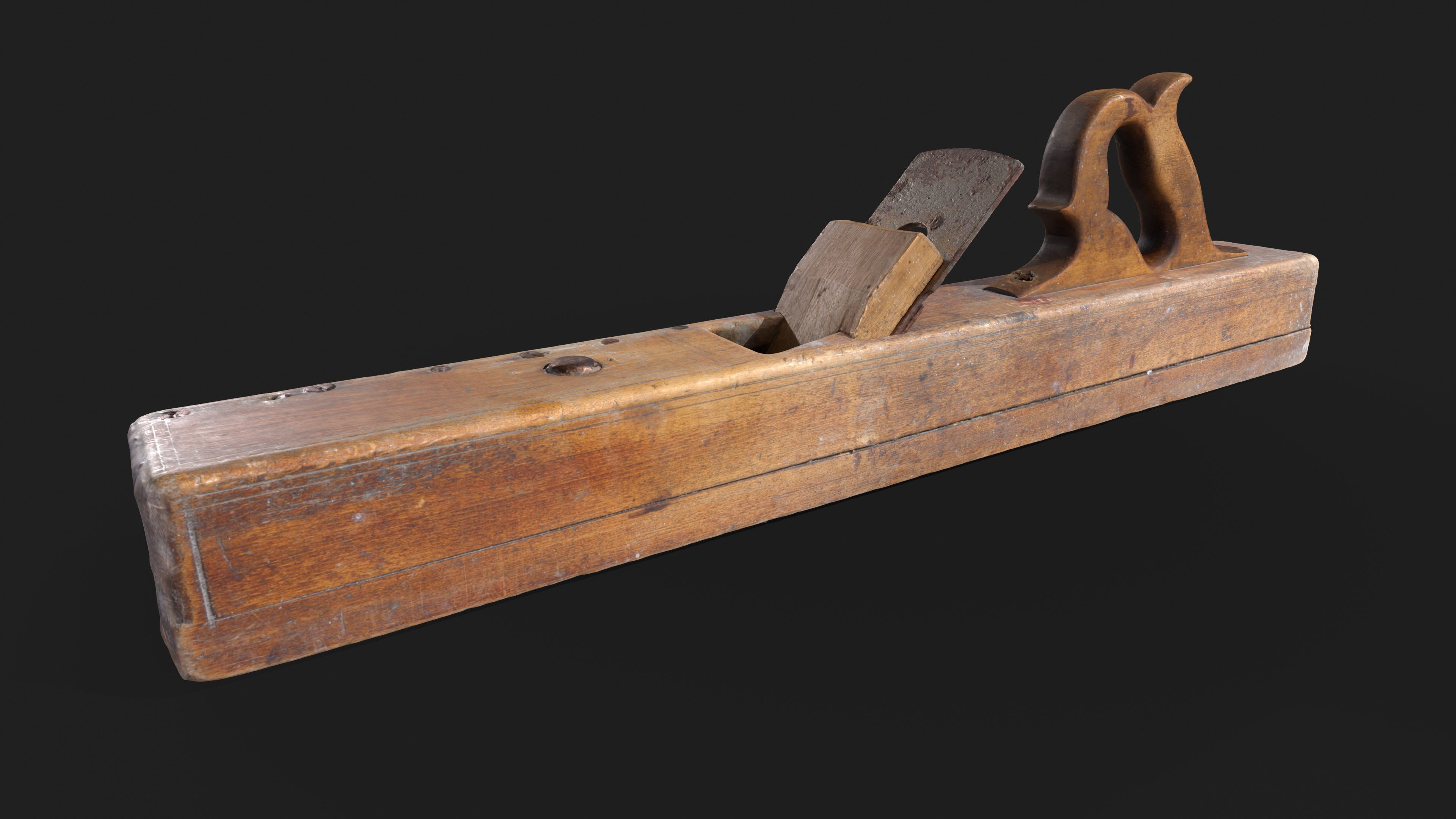 Old Big Wooden Plane Low-poly 3D model_2