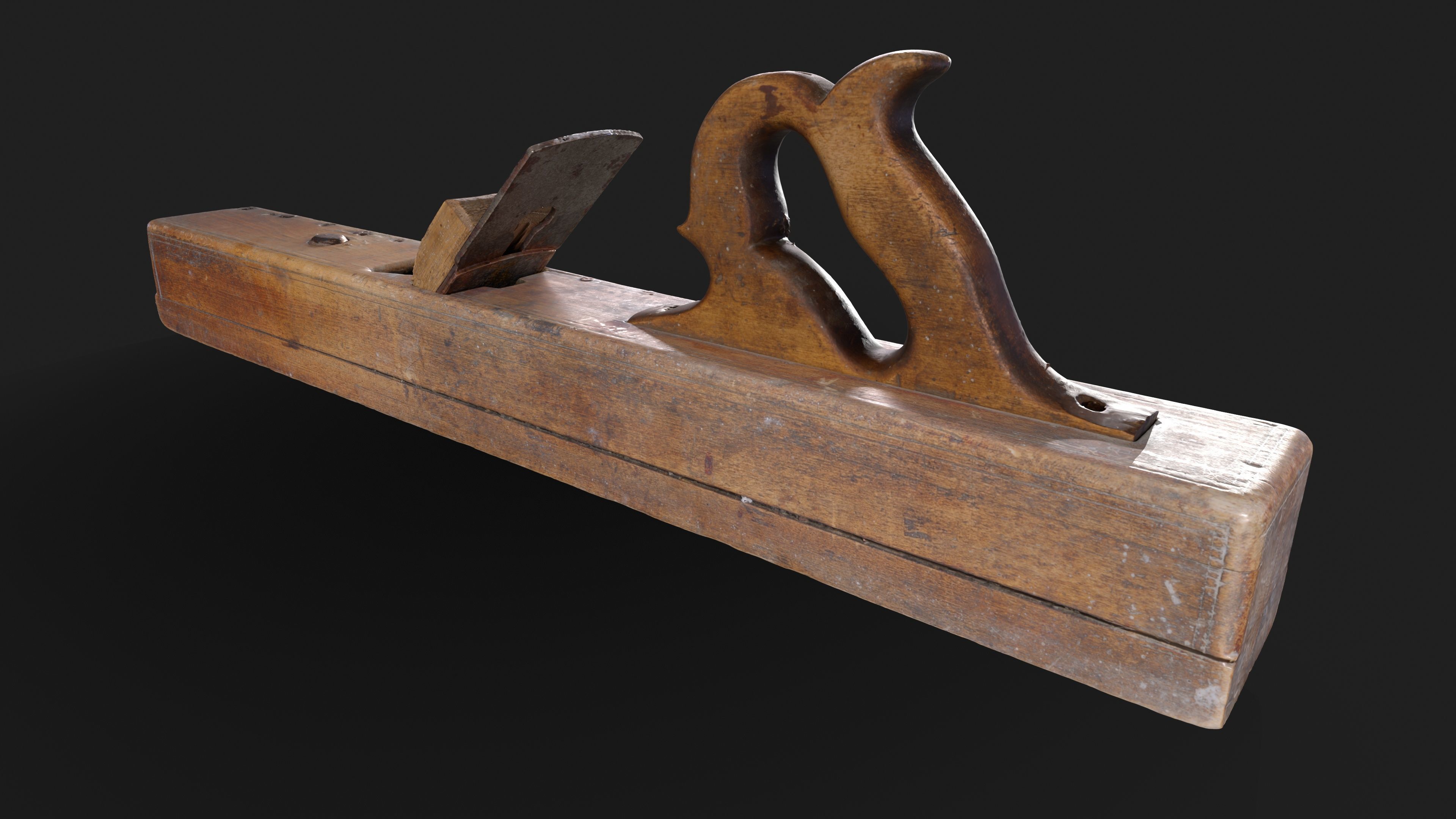 Old Big Wooden Plane Low-poly 3D model_4