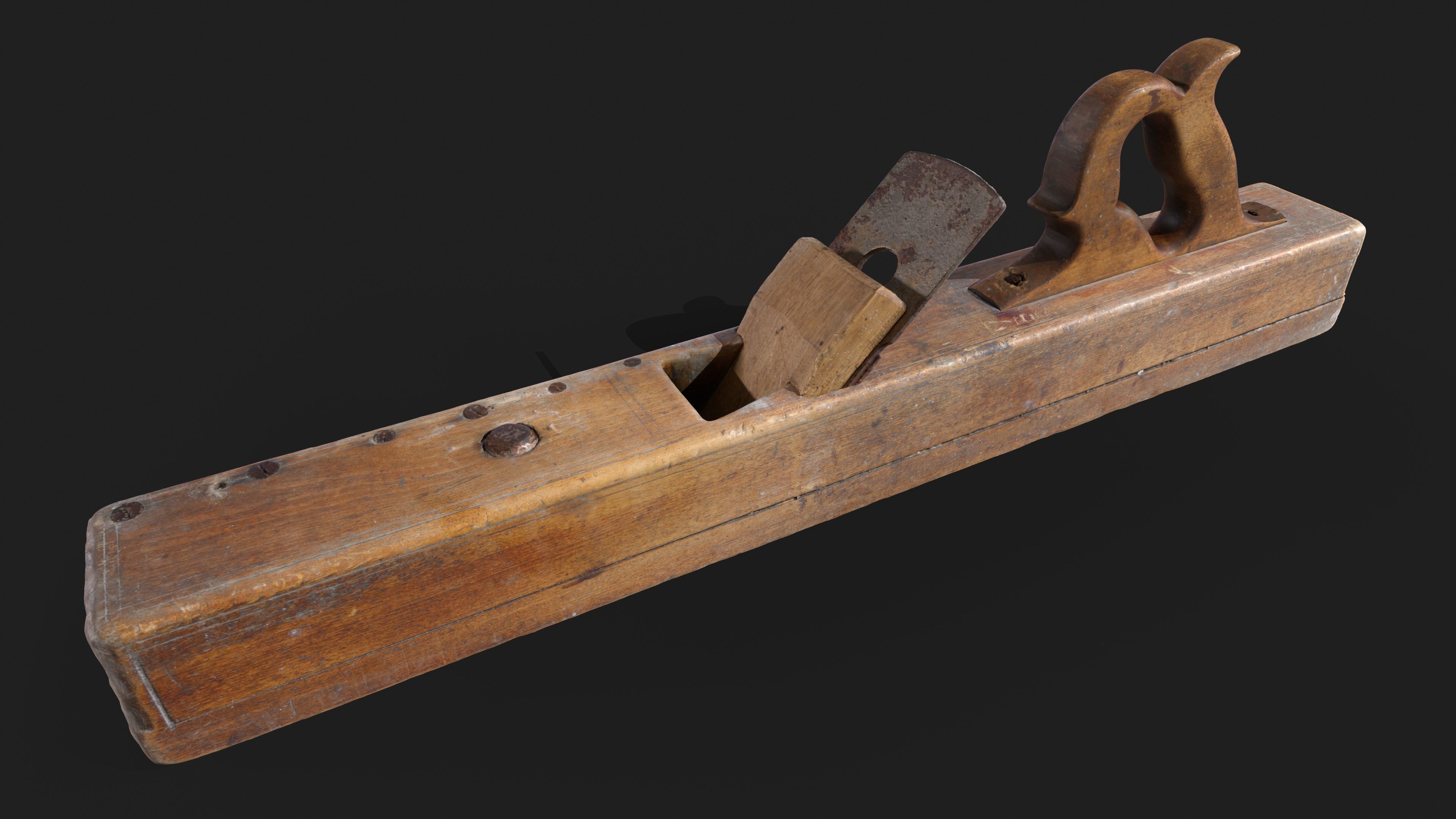 Old Big Wooden Plane Low-poly 3D model_6