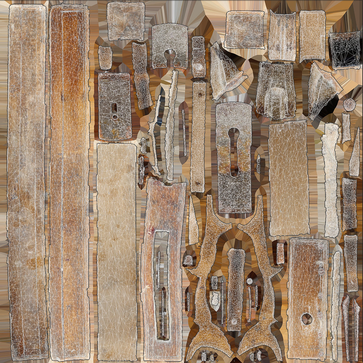 Old Big Wooden Plane Low-poly 3D model_11