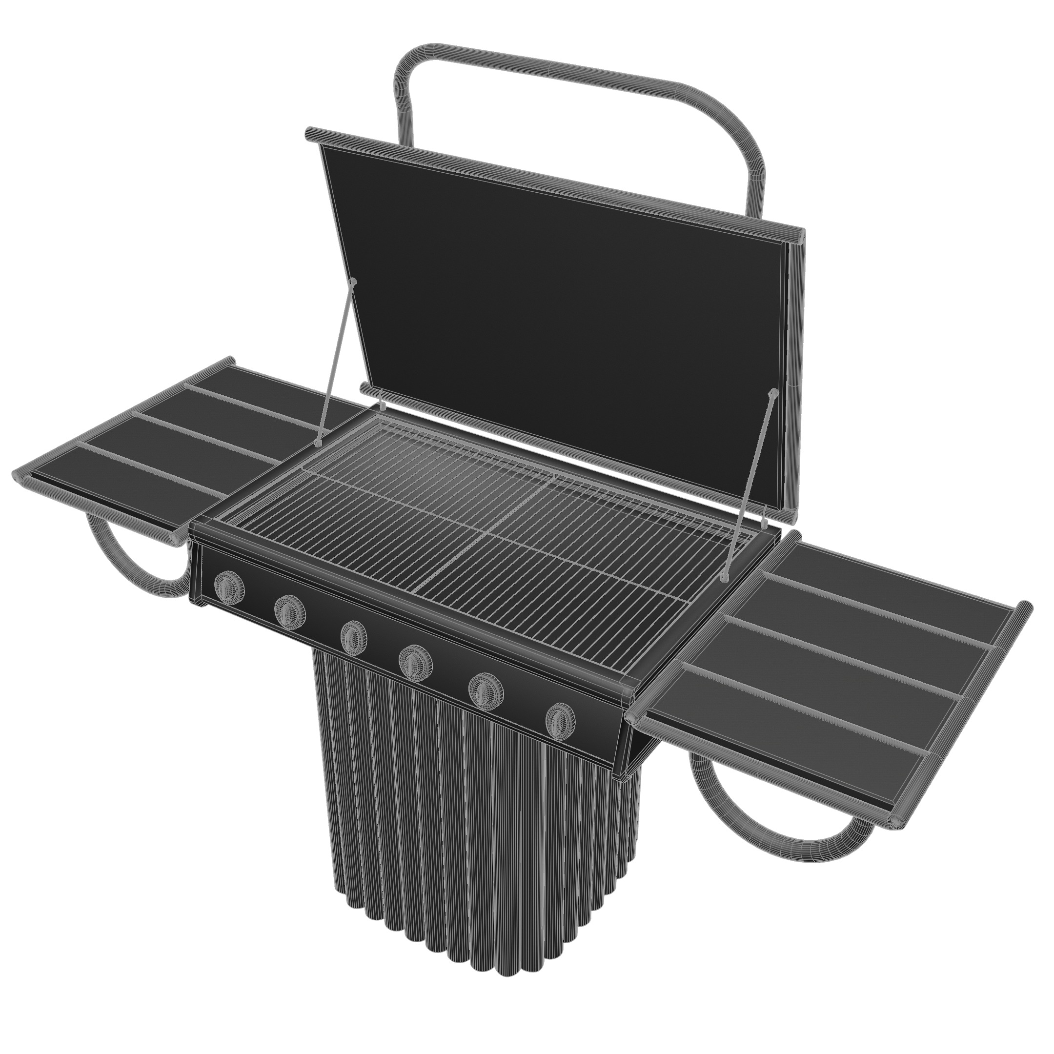 Bamboo Grill with Solar Panel Low-poly 3D model_5