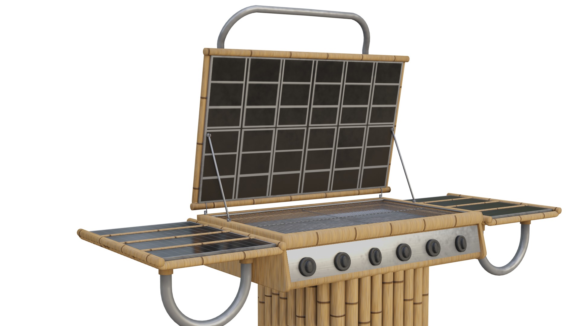 Bamboo Grill with Solar Panel Low-poly 3D model_3