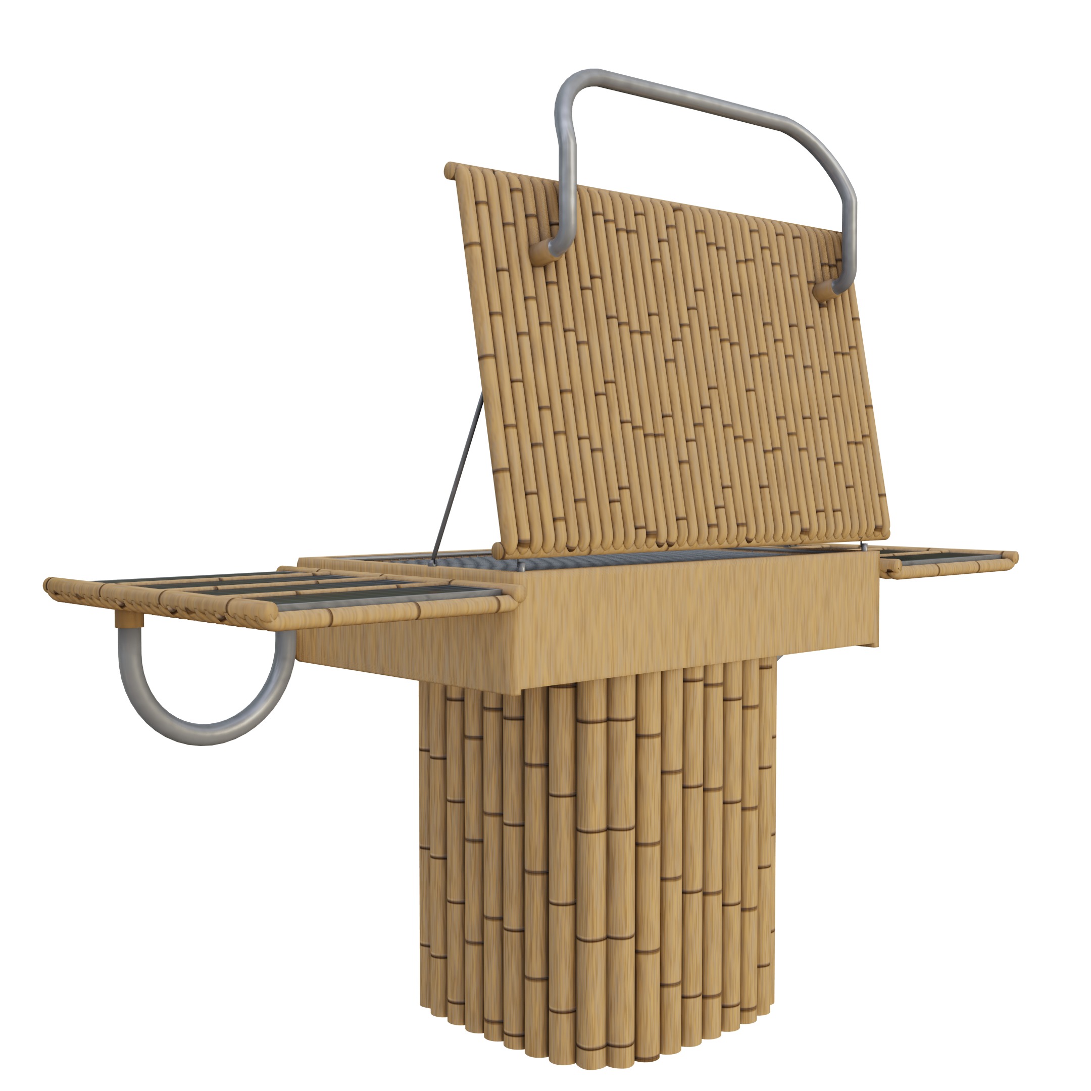 Bamboo Grill with Solar Panel Low-poly 3D model_2