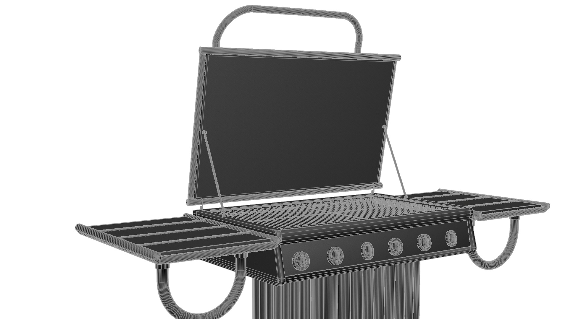 Bamboo Grill with Solar Panel Low-poly 3D model_6