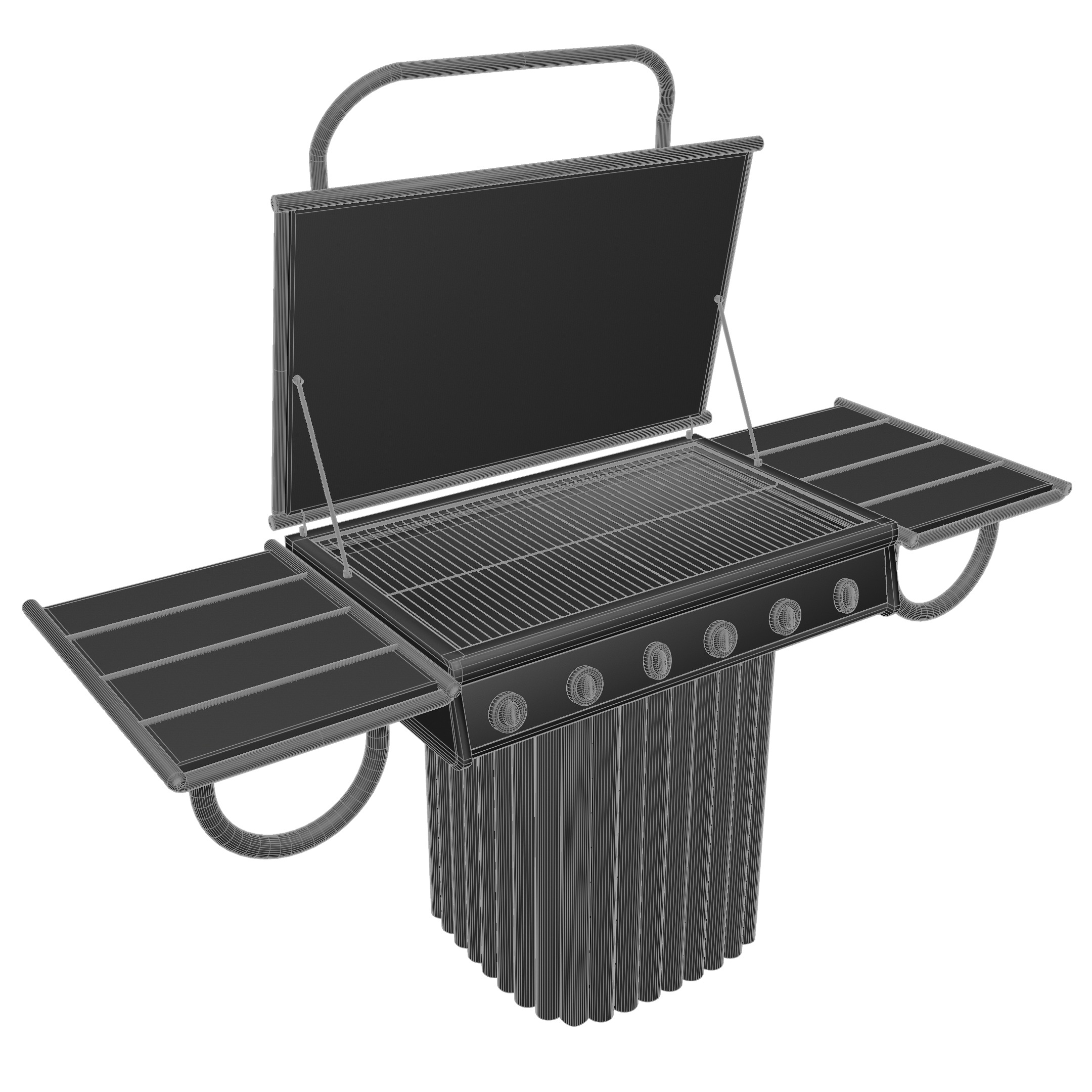 Bamboo Grill with Solar Panel Low-poly 3D model_4