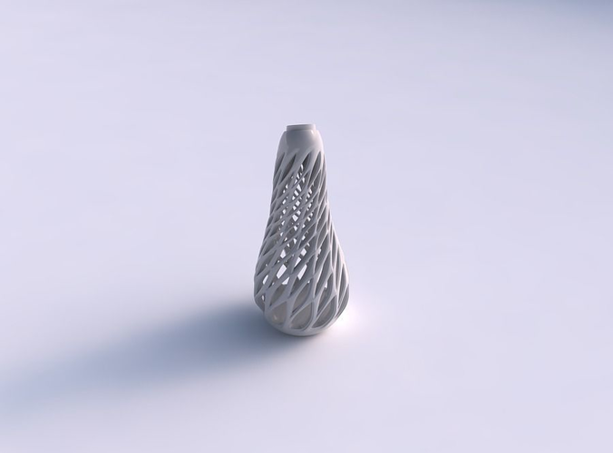 Vase twisted drop shape with smooth cuts and extruded top eccentric