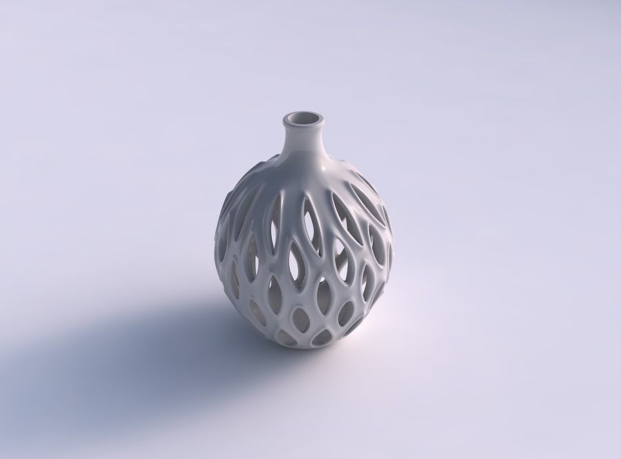 Vase twisted cylindrical slim with smooth cuts, extruded edge... 3D print model_0