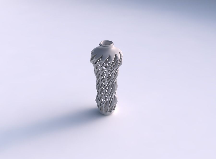 Vase twisted flared slim with smooth cuts, sharp edges and ex... 3D print model_0