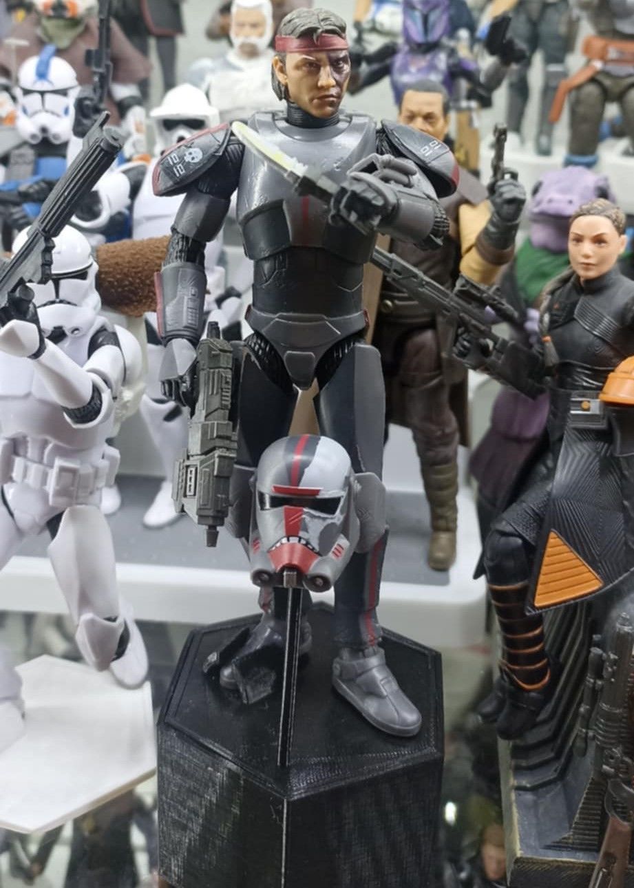 Hex Riser Hex Stand for Action Figures 3D print model_3