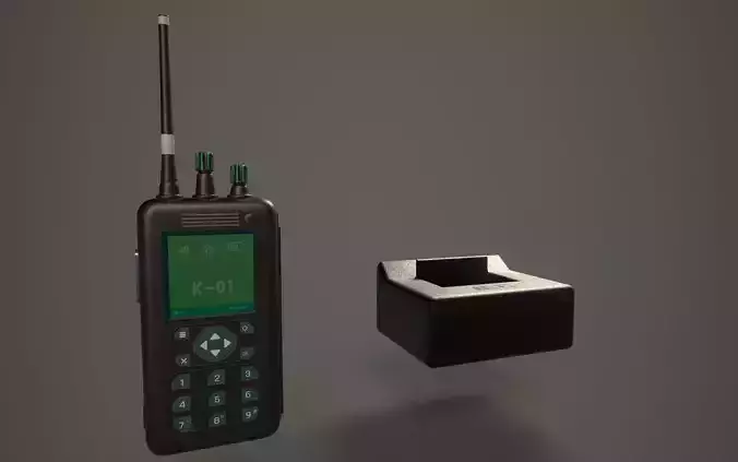 3D Police Radio -  Walkie Talkie  With Charger - With Textures