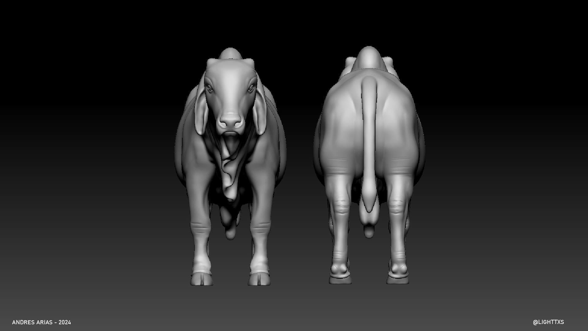 Bull - Highpoly Sculpture 3D model 3D print model_3